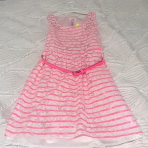 Justice pink and white stripped dress